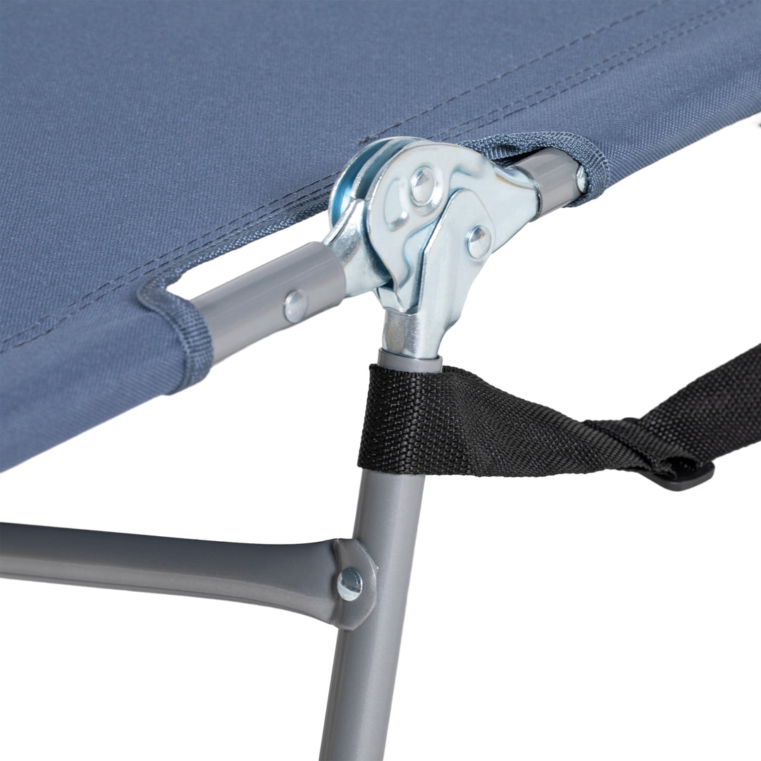 Foldable Sun Lounger, Beach Chaise Lounge with Reading Hole, Arm Slots, 5-Position Adjustable Backrest, Side Pocket, Pillow for Garden, Beach, Pool, Grey