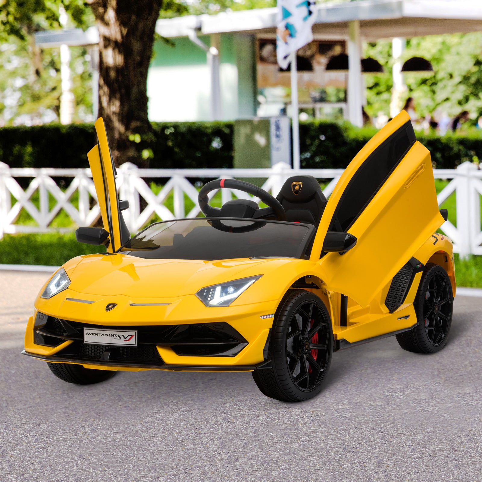 Lamborghini Aventador Licensed 12V Kids Electric Ride On Car Racing Car Toy with Parental Remote Control Battery-powered 2 Motors Music Lights for 3-8 Years Old Yellow