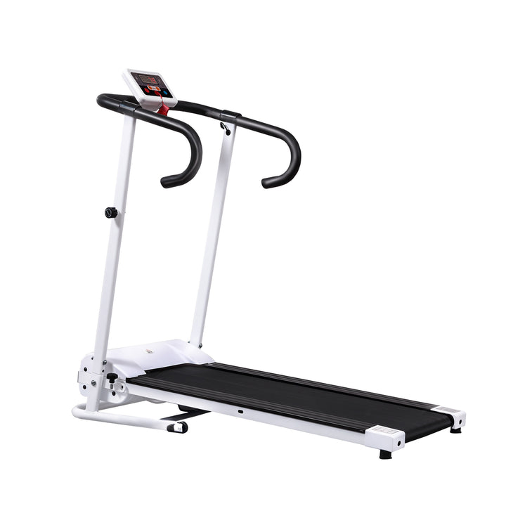 HOMCOM Steel Folding Motorized Home Treadmill w/ LCD Monitor White