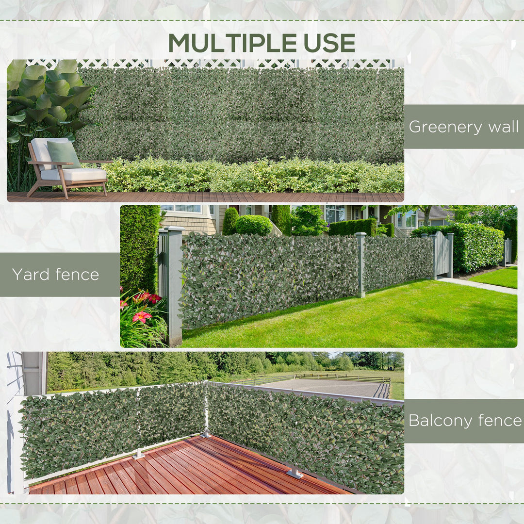4 Pieces Expanding Trellis Fence, 2m x 1m Decorative Trellis with Artificial Leaves Garden Telescopic Hedge Privacy Screen Greenery Walls for Garden Balcony Home Decor