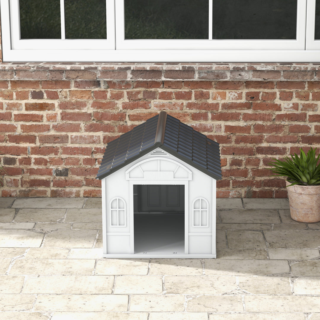 PawHut Plastic Weatherproof Dog House, Grey