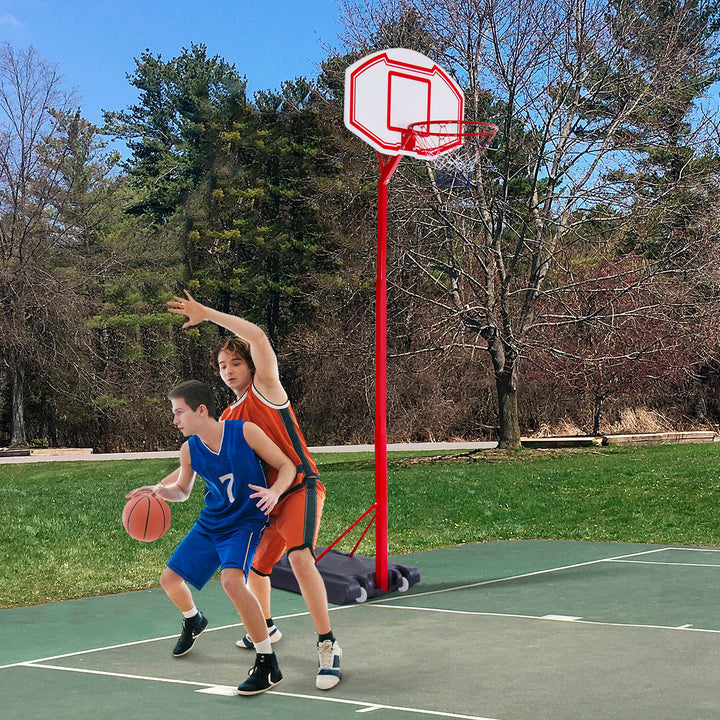 HOMCOM Steel Basketball Stand Height Adjustable Hoop Backboard Red | Aosom UK