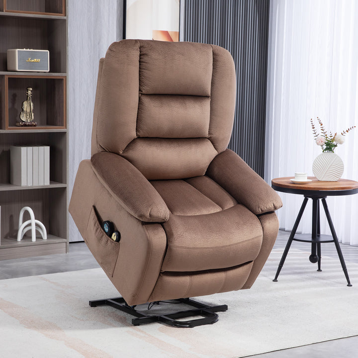 HOMCOM Electric Riser and Recliner Chair with Vibration Massage, Heat, Side Pocket, Brown | Aosom UK