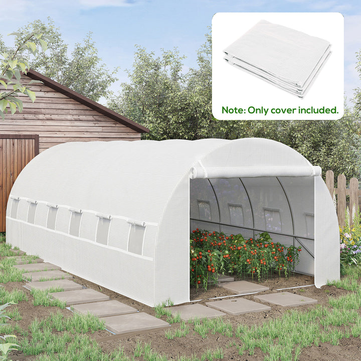 MCL Greenhouse Replacement Cover ONLY Winter Garden Plant PE Cover with Roll-up Windows Door, 6 x 3 x 2m White