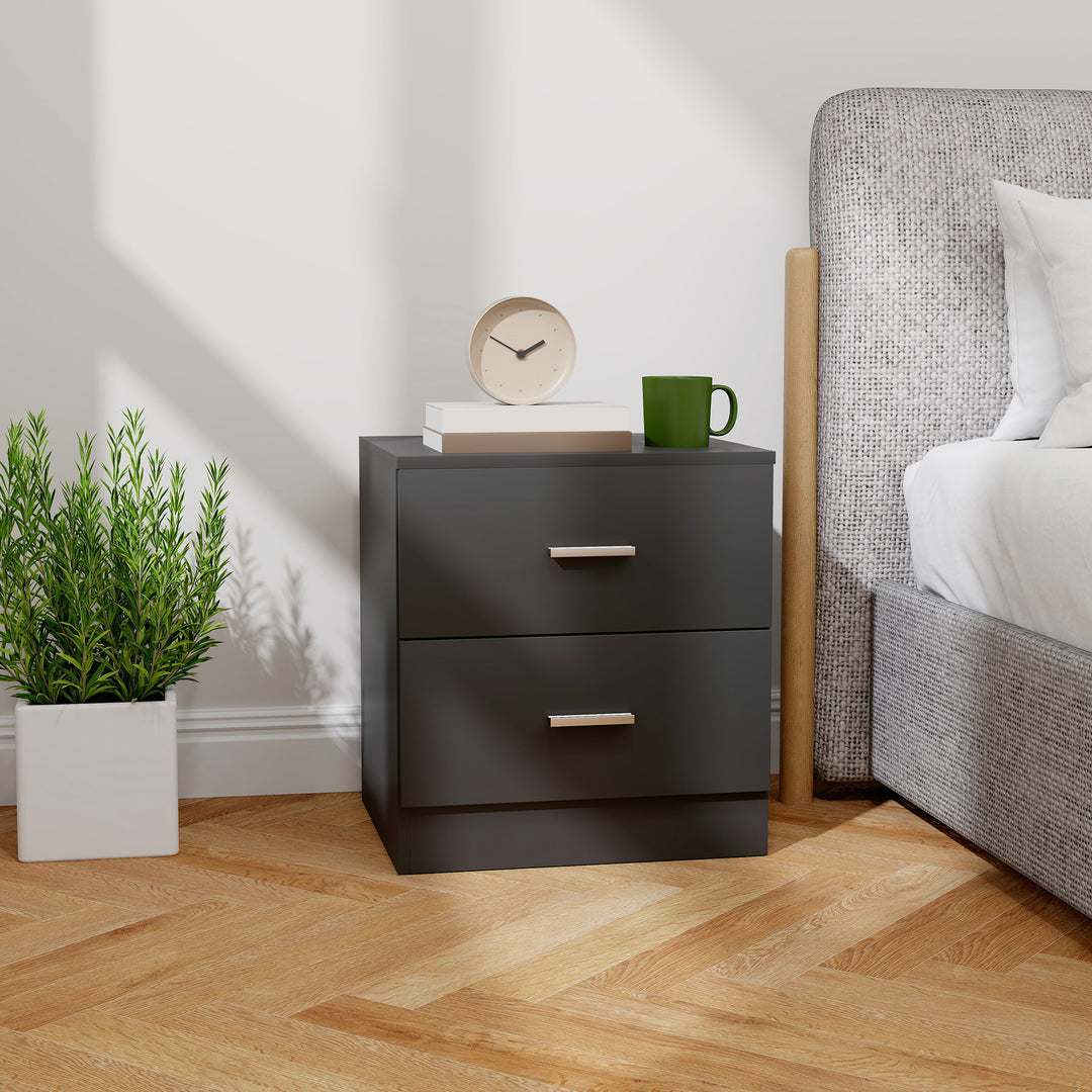Modern Bedside Table, Beside Cabinet with 2 Drawers, for Bedroom, Livi