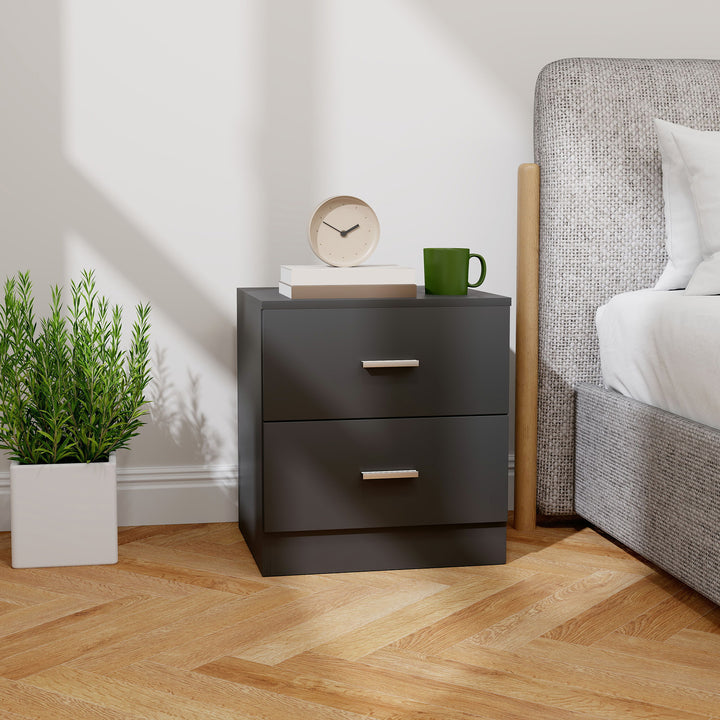Modern Bedside Table, Beside Cabinet with 2 Drawers, for Bedroom, Livi