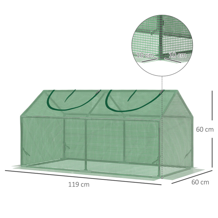 Outsunny Mini Greenhouse, Small Plant Grow House for Outdoor with Durable PE Cover, Observation Windows, 119 x 60 x 60 cm, Green