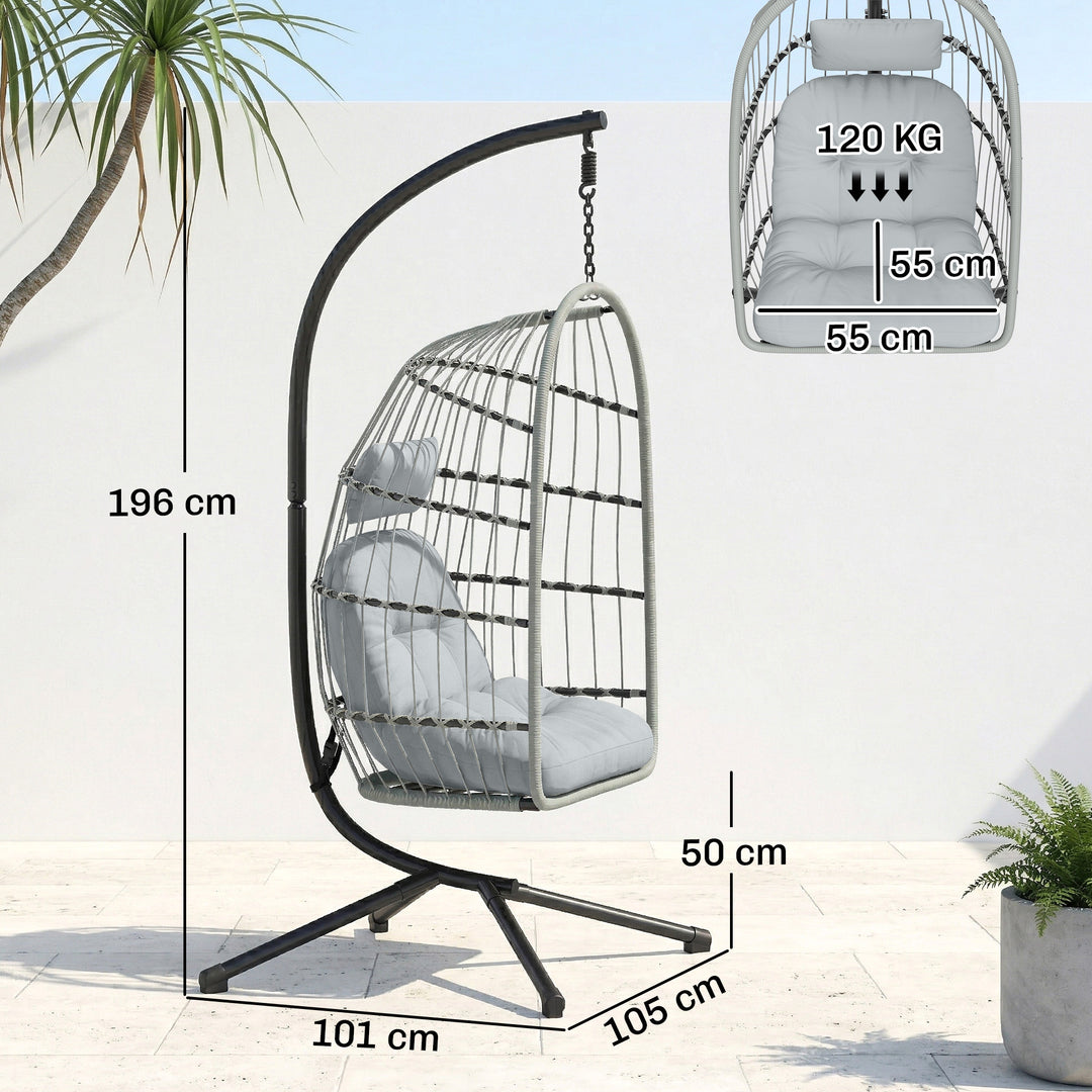Hanging Egg Chair, Indoor Outdoor Hammock Swing Chair with Stand, Safe