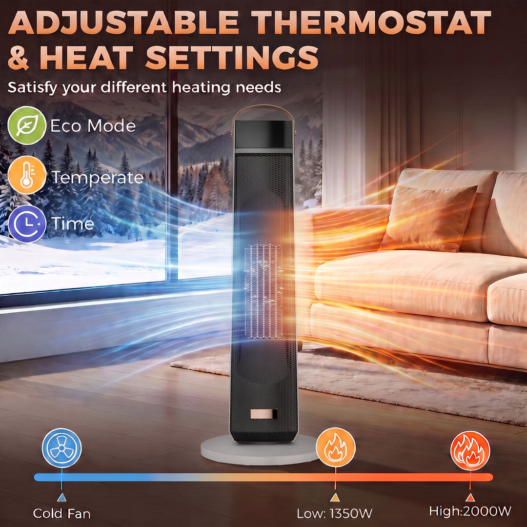Portable Space Heater with Realistic Flame Effect, 2000W Ceramic - view 5