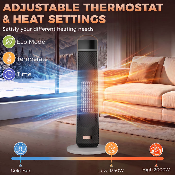 Portable Space Heater with Realistic Flame Effect, 2000W Ceramic - view 5