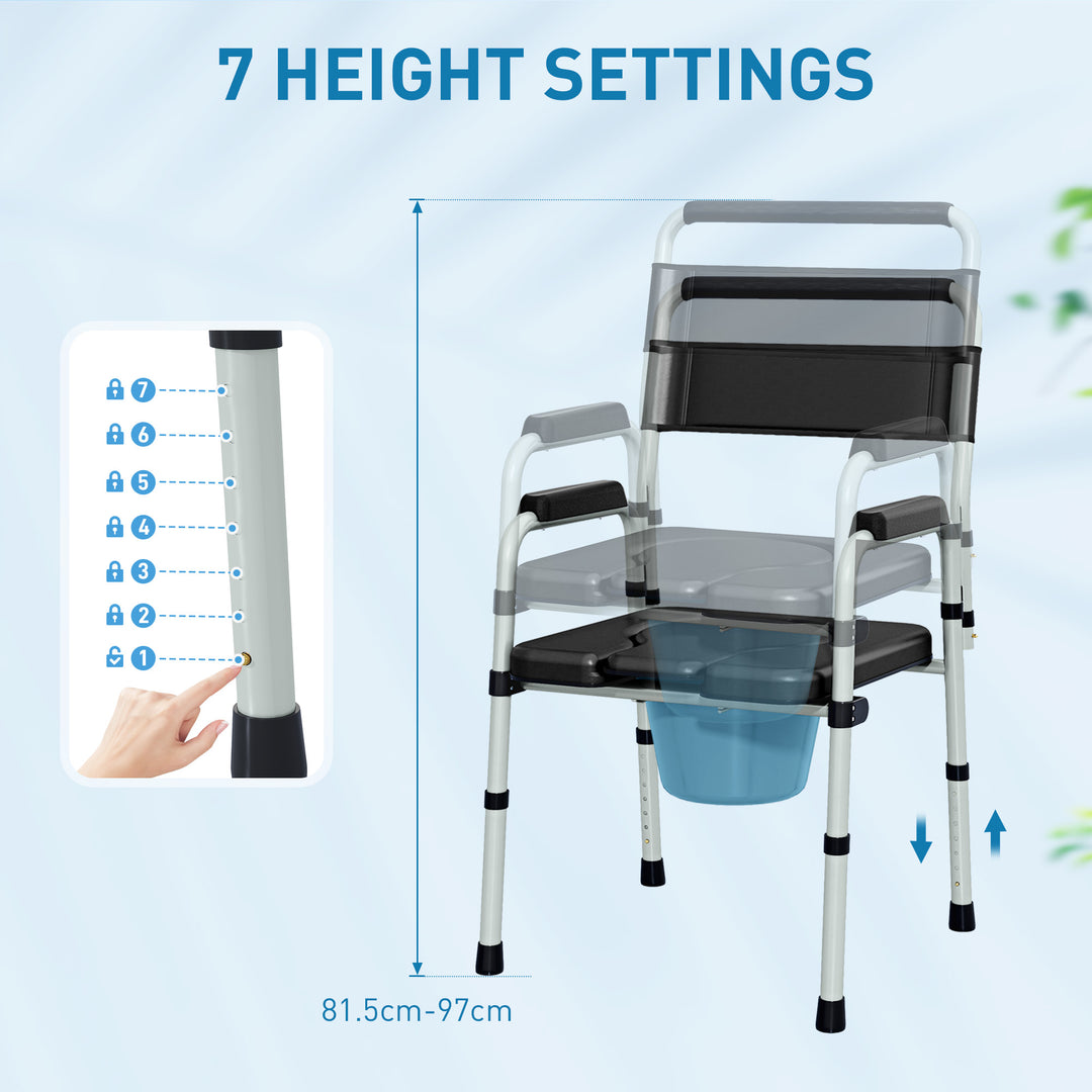 Commode Chair for Elderly with Arms and Back, Lightweight Non-Slip - view 6