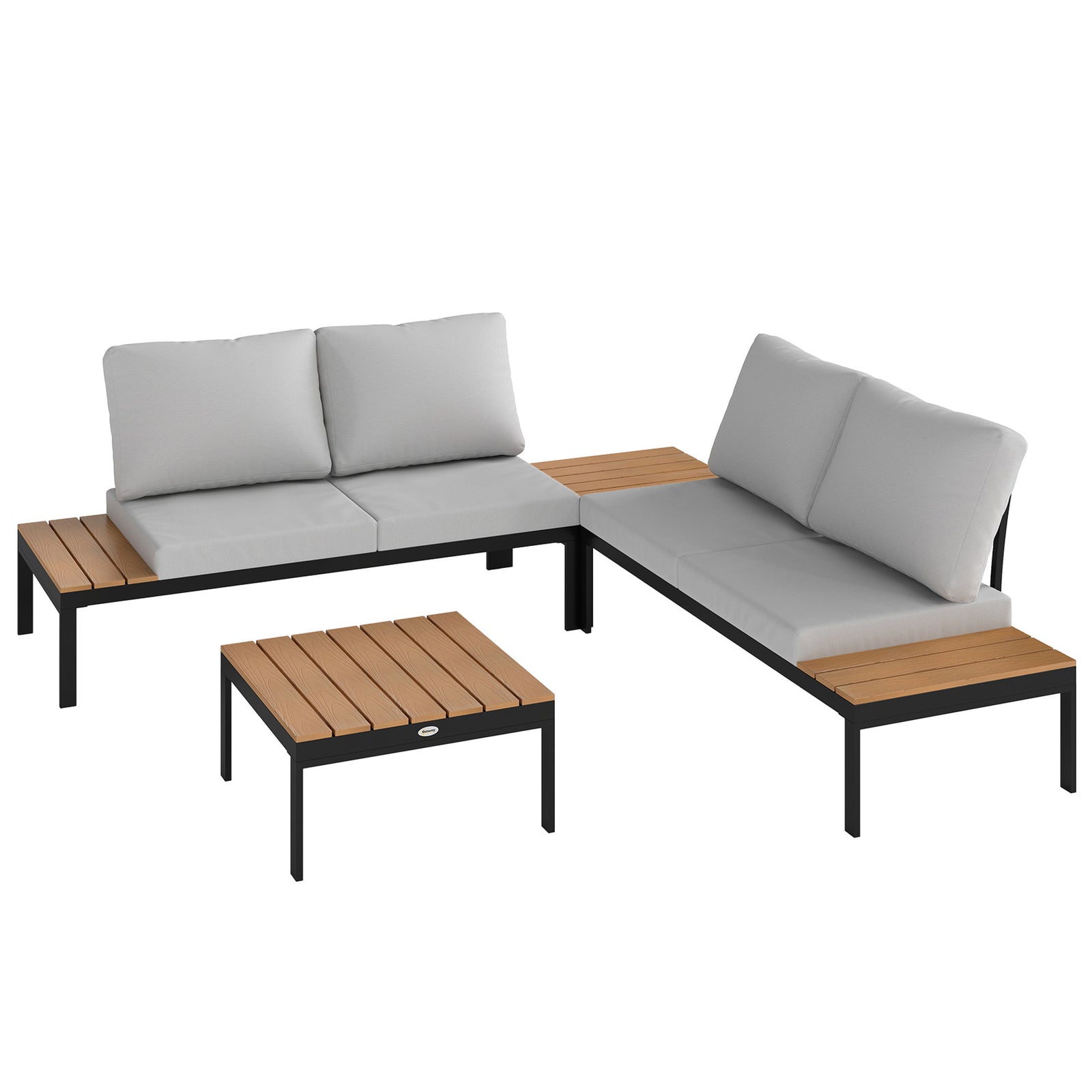 Four-Piece Garden Corner Sofa Set with 2 Loveseats and 2 Coffee Tables - Teak