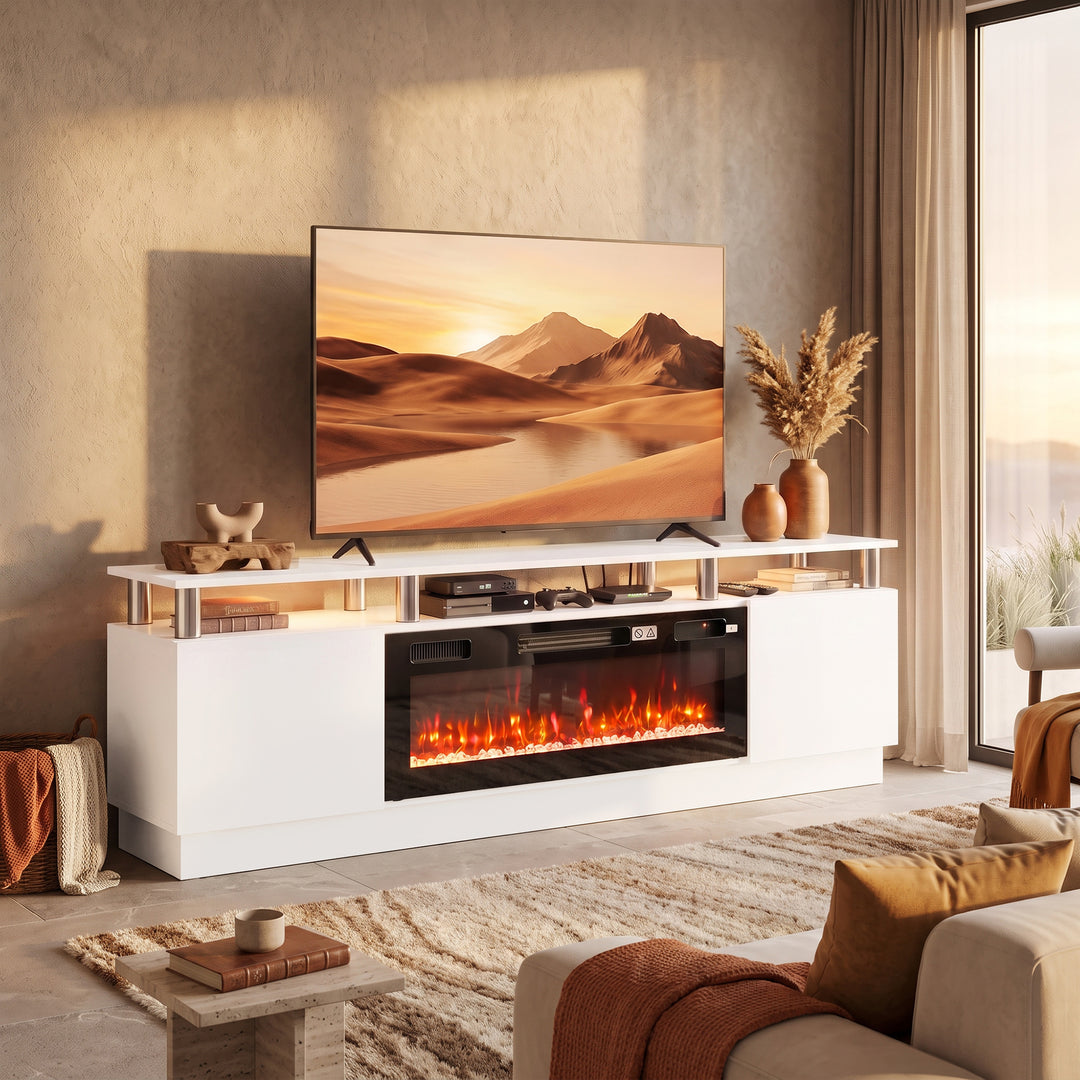 Electric Fireplace TV Stand for 80" TVs, 1800W LED Light - view 2