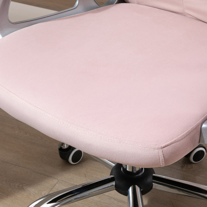 Vinsetto Ergonomic Desk Chair 360° Swivel Diamond Tufted Home Work Velour Padded Base 5 Castor Wheels, Pink