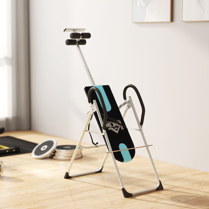 MCL Foldable Gravity Inversion Table Back Therapy Home Fitness Bench Black