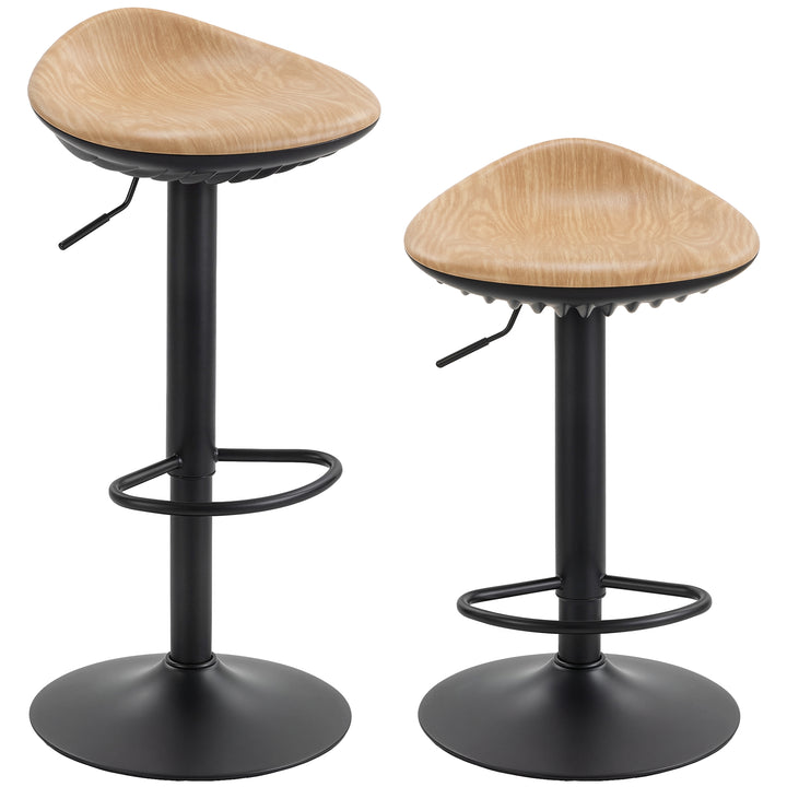 Set of 2 Barstools PU Leather Kitchen Stools with Saddle Seat Height A
