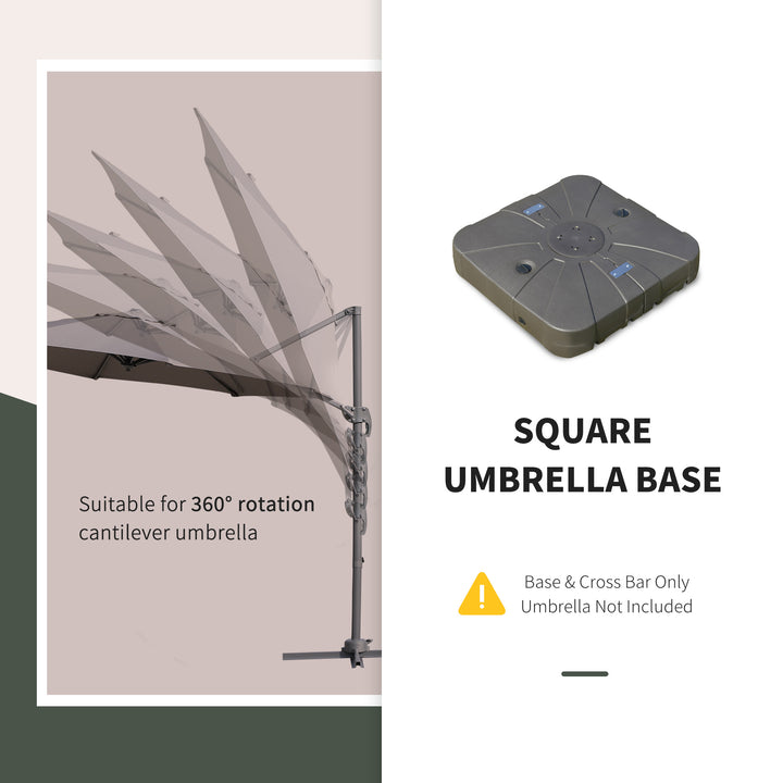Square Cantilever Patio Parasol Base Water or Sand Filled Stand with Wheels Heavy-Duty, Coffee