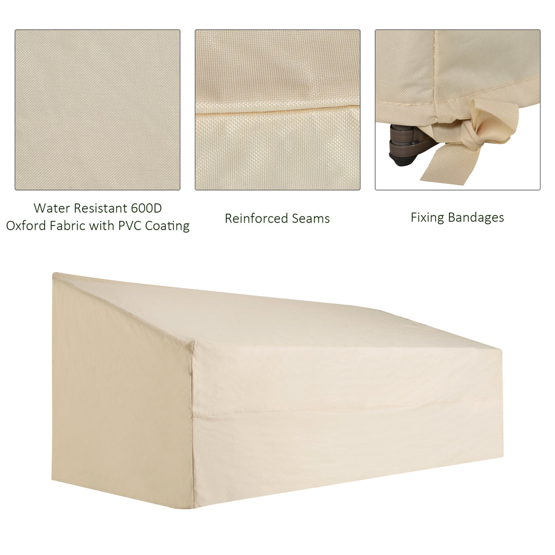600D Oxford Cloth Garden Furniture Cover Waterproof, 3 Seater Sofa Protector for Patio, Outdoor, Beige, 218 x 111 x 63-101 cm