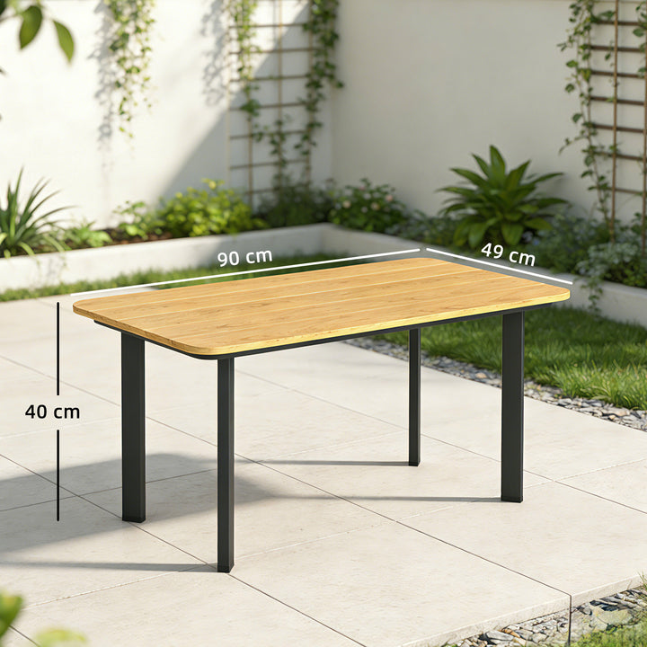 Outdoor Garden Coffee Table, Garden Table with Slatted Wood Plastic Co