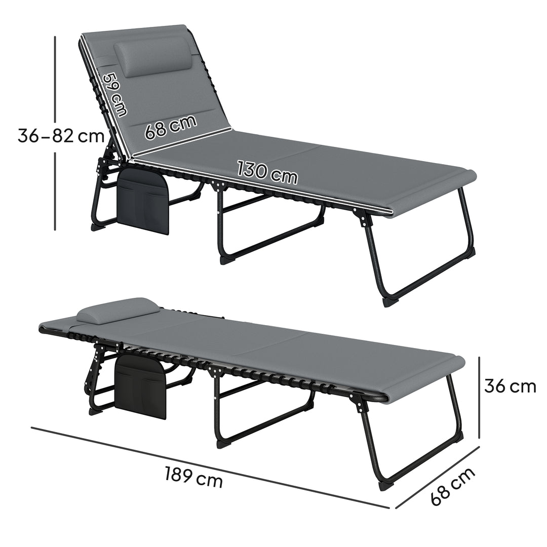 Set of Two Reclining Sun Loungers - Charcoal Grey