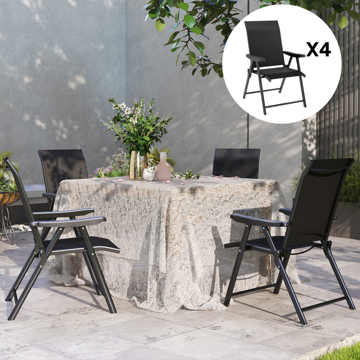 Set of Four Folding Outdoor Chairs - Black
