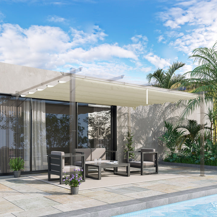 Retractable Pergola Shade Cover, Replacement Canopy for 4 x 3 (m) Pergola, Retractable Roof, Cream White