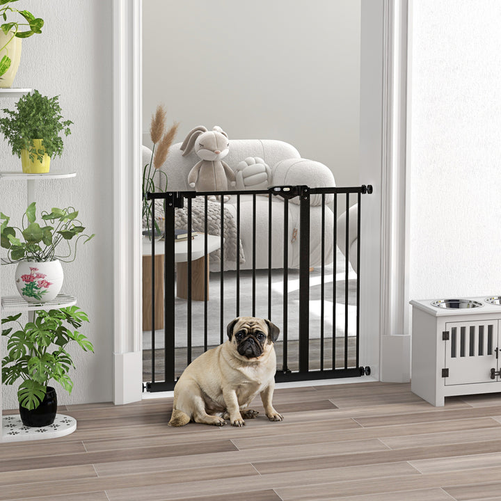 PawHut Dog Gate for Stairs Dog Gate Pet Gate with Openable Metal Frame, Slide and Lift the Handle to Pass, 74-94Wcm, Black | Aosom UK