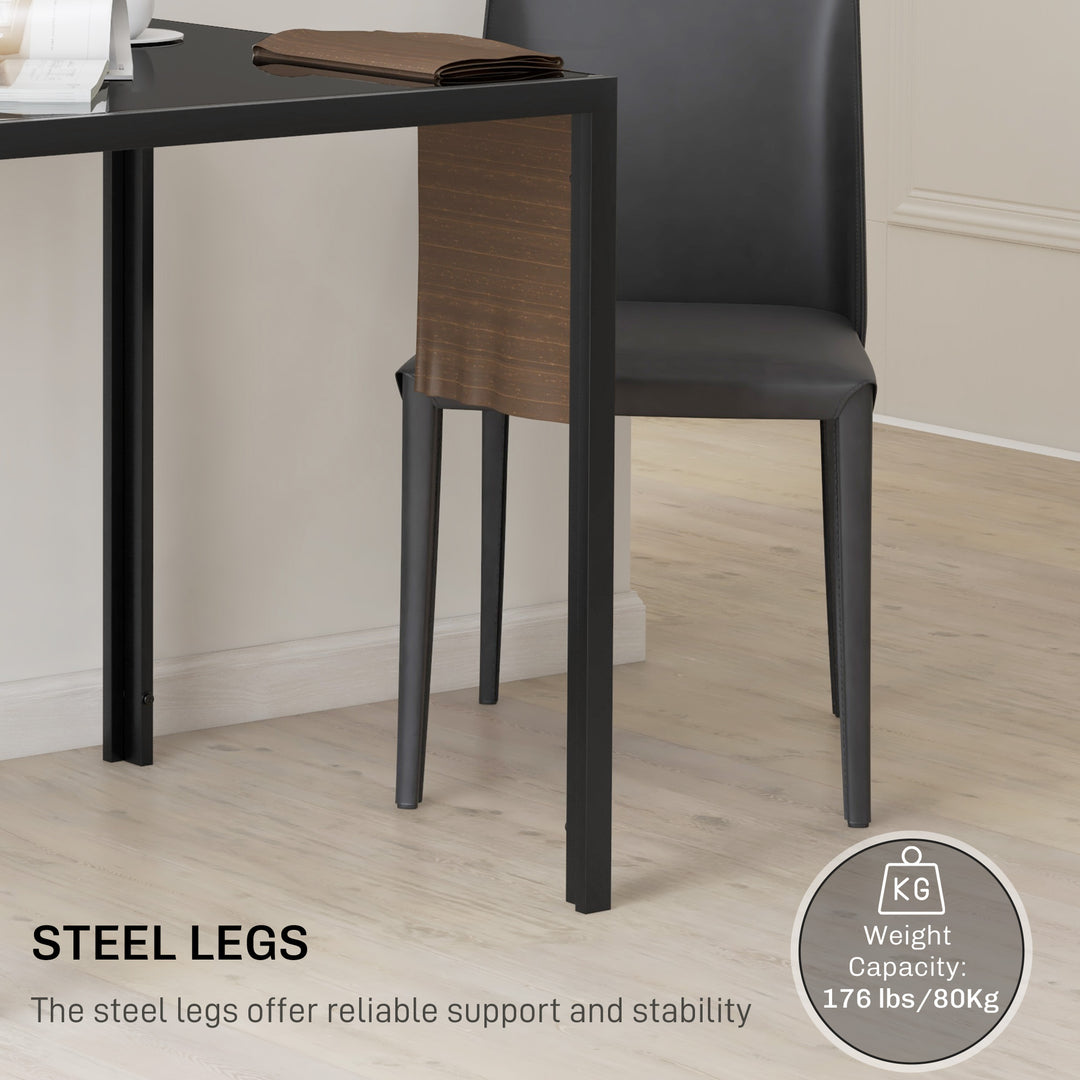 Modern Square Dining Table for 2-4 People, with Glass Top &amp; Metal Legs