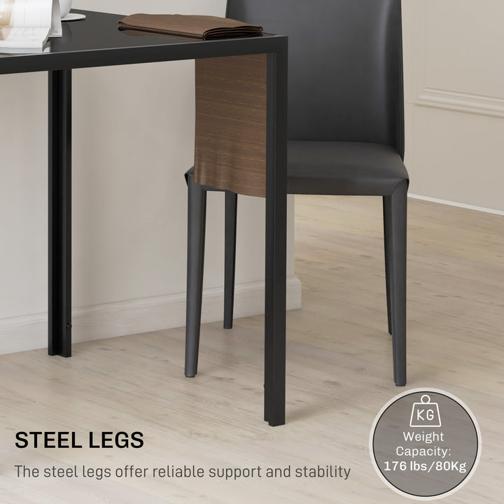 Modern Square Dining Table for 2-4 People, with Glass Top &amp; Metal Legs