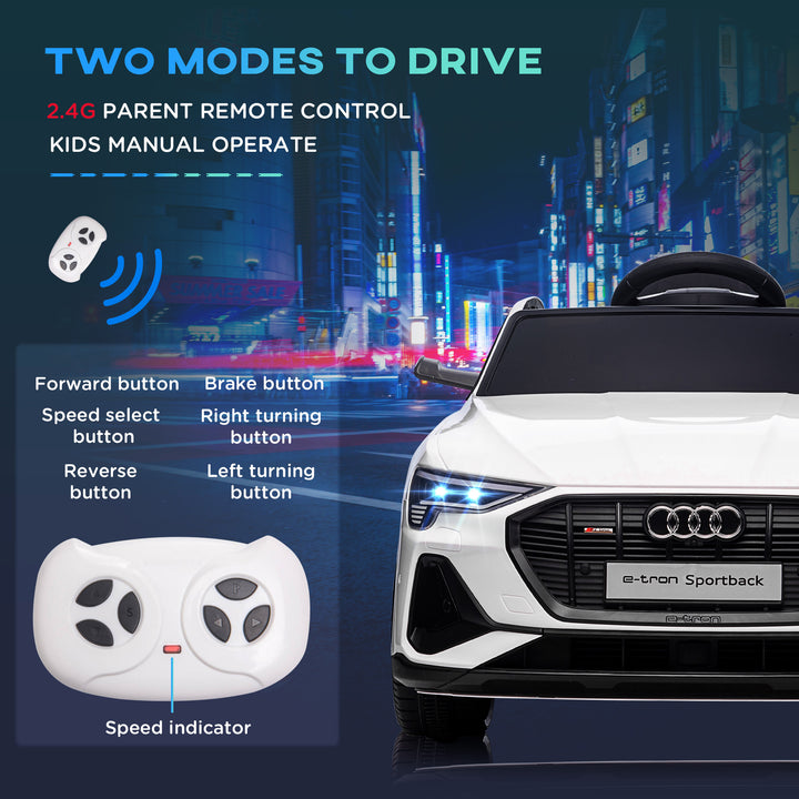 12V Kids Electric Ride-On Car, with Remote Control, Lights, Music, Horn - White