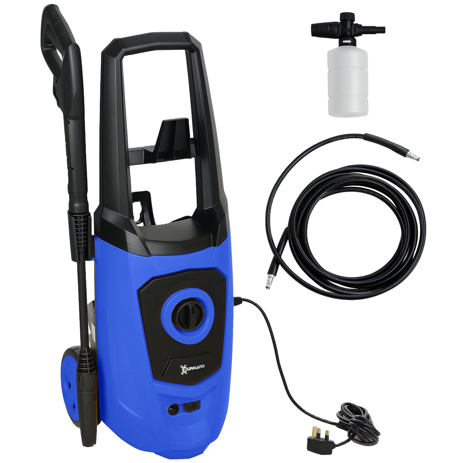 High Pressure Washer, 150 Bar Pressure, 510 L/h Flow, 1800W, High-Performance Portable Power Jet Wash Cleaner, Blue