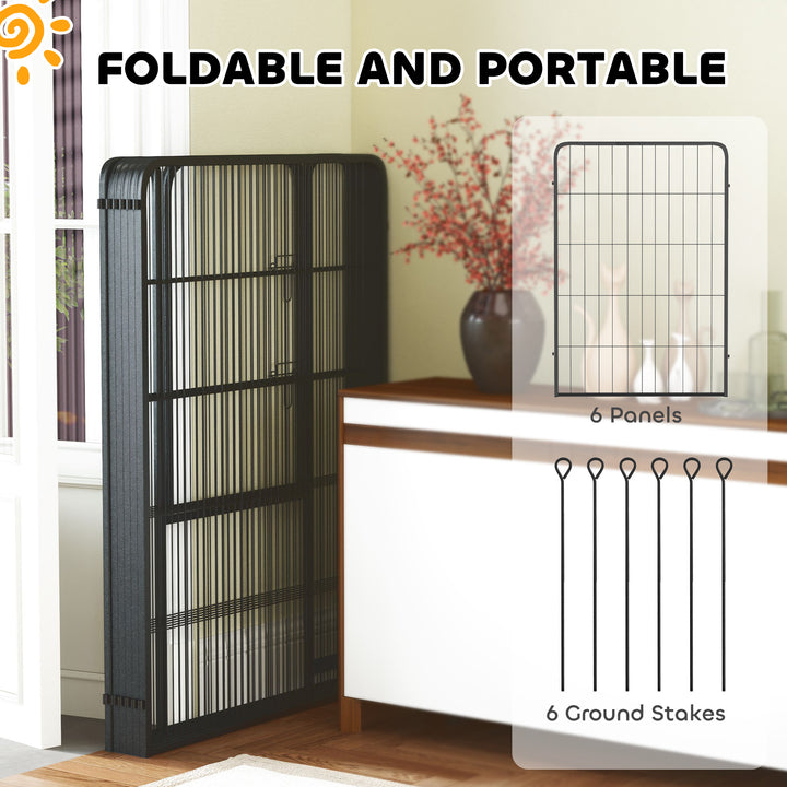 6 Panels Heavy Duty Dog Playpen with Secure Door, for Indoor Outdoor, for Garden, Camping, 100cm High