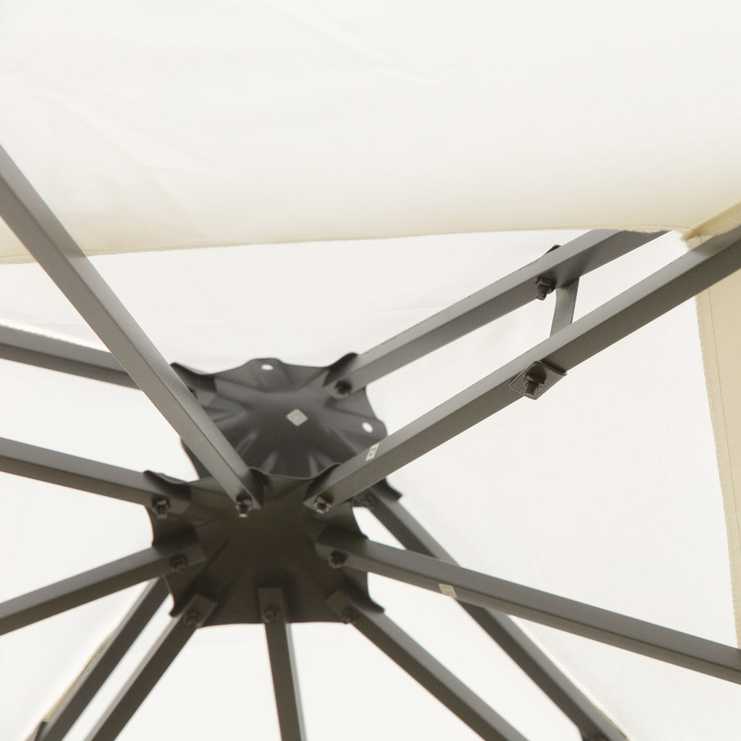 3 x 3m Outdoor Steel Gazebo with 2 Tier Roof, Garden Gazebo Patio Canopy Marquee Shelter with Decorative Steel Frame - Cream