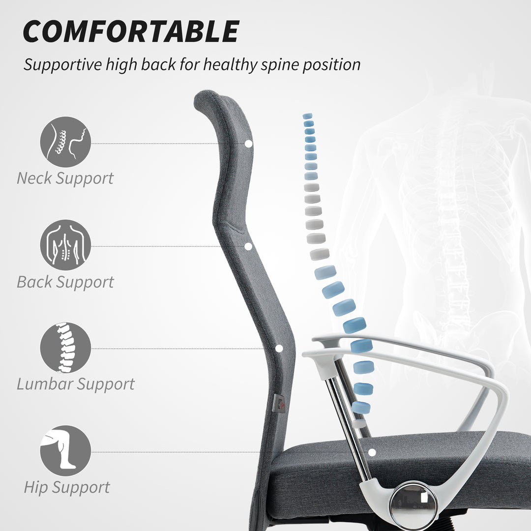 Fabric High Back Office Chair - Grey