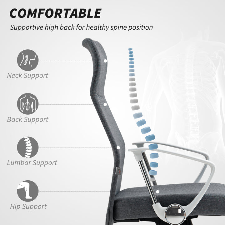 Fabric High Back Office Chair - Grey