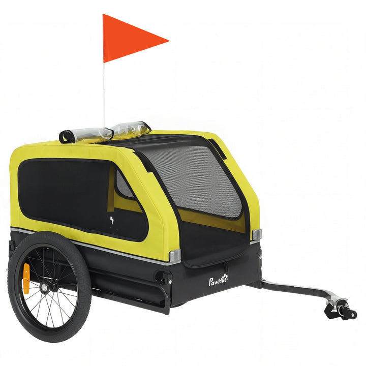 Dog Bike Trailer with Flip-Down Ramp Tailgate, Quick Release Frame, Un