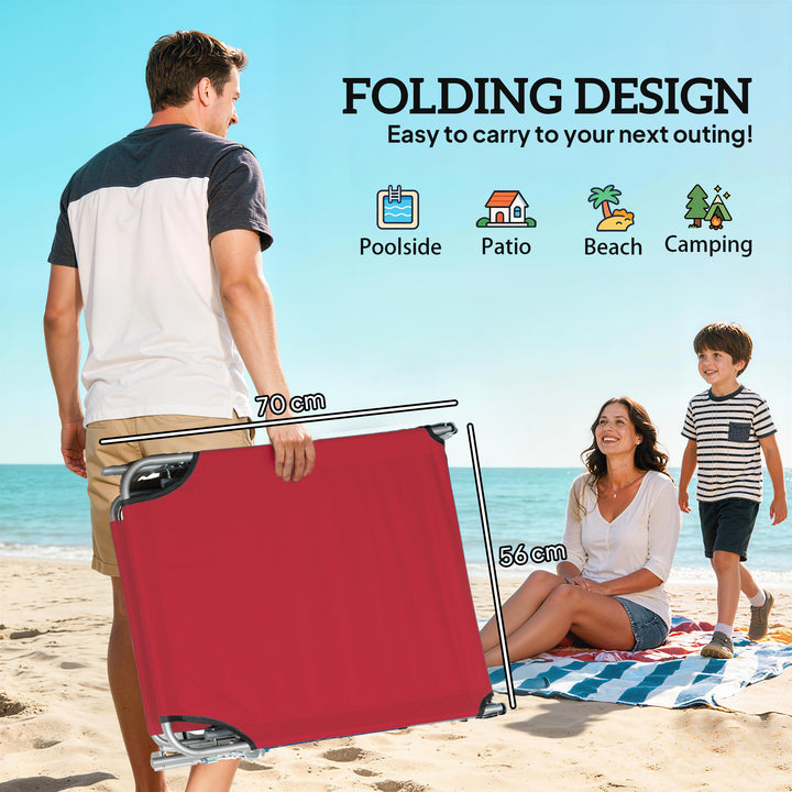 Outdoor Foldable Sun Lounger Set of 2, 4 Level Adjustable Backrest Rec