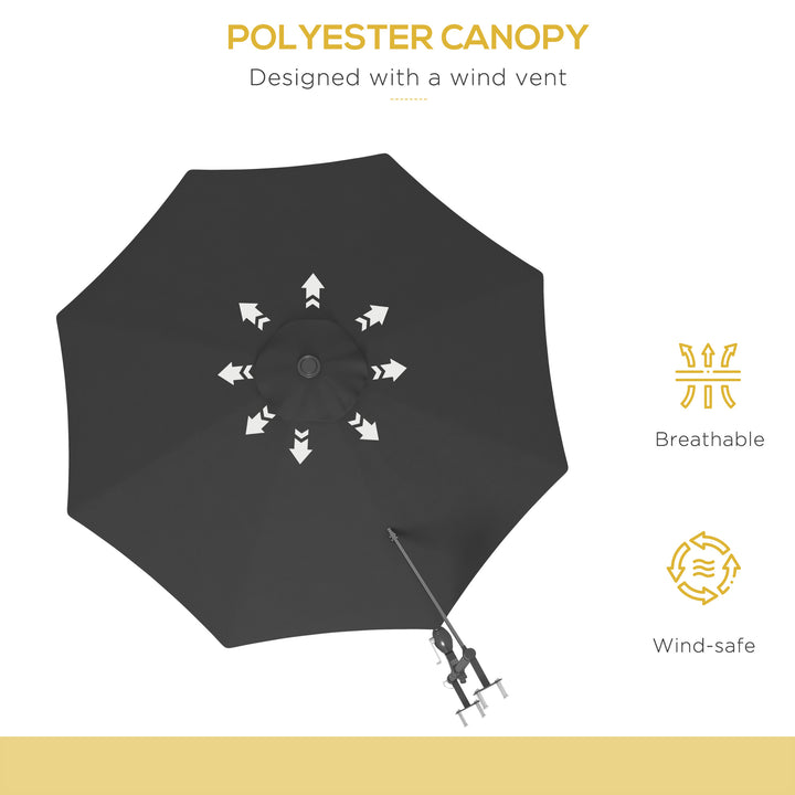 3m Wall-Mounted Parasol Shade, with Handle - Grey