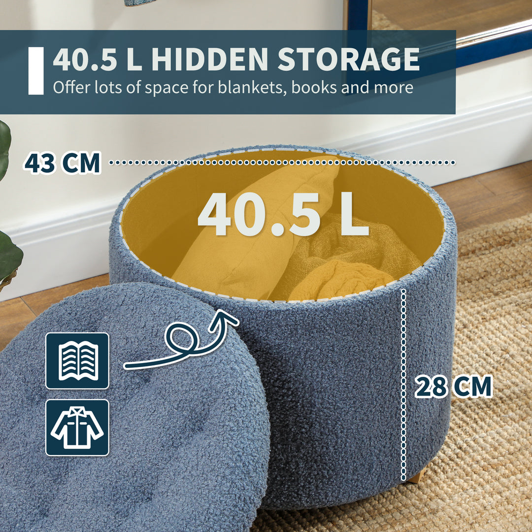 40.5L Teddy Fleece Storage Ottoman - Blue