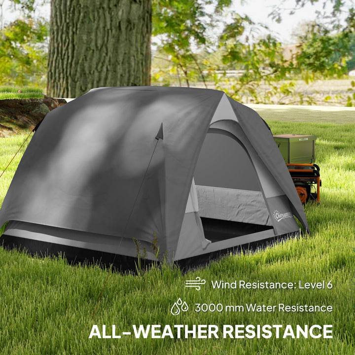 3-4 Person Camping Tent, Easy Set Up 3-4 Man Tent w/ Sewn-in Groundshe
