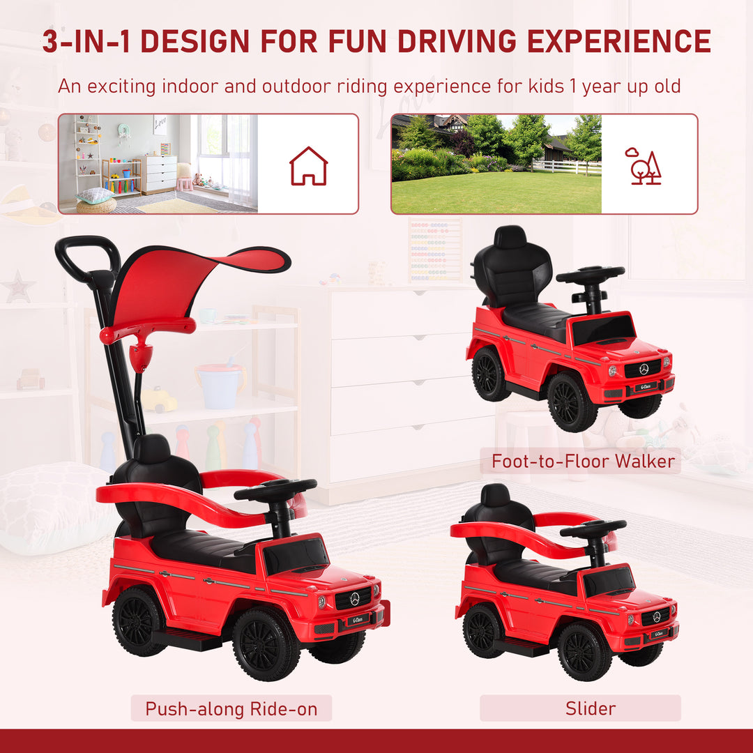 3 in 1 Kids Children Ride on Push Car Toddler Sliding Car G350 Licensed Walker Foot to Floor Slider Push-Along with Horn Steering Wheel NO POWER Manual, Red
