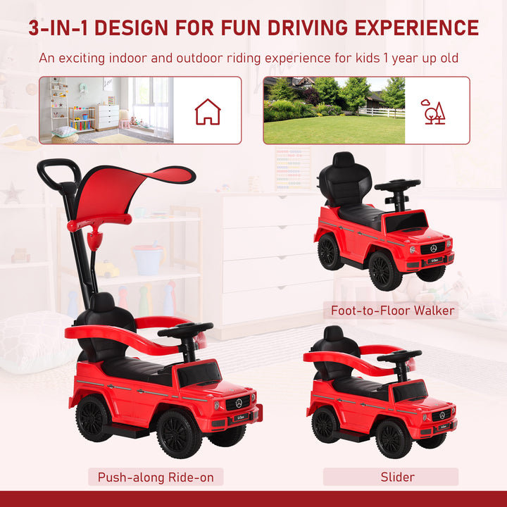 3 in 1 Kids Children Ride on Push Car Toddler Sliding Car G350 Licensed Walker Foot to Floor Slider Push-Along with Horn Steering Wheel NO POWER Manual, Red