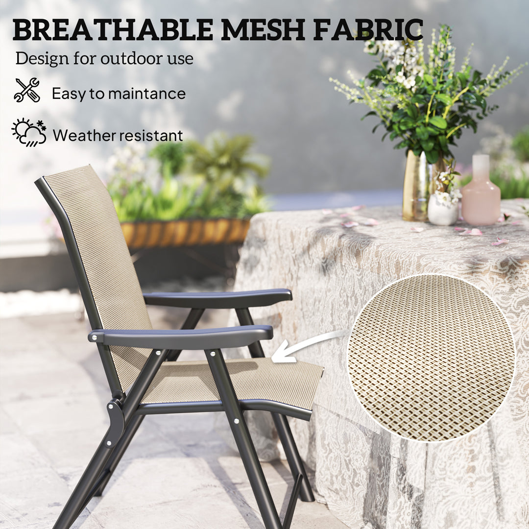 Set of Two Folding Outdoor Chairs - Brown/Black