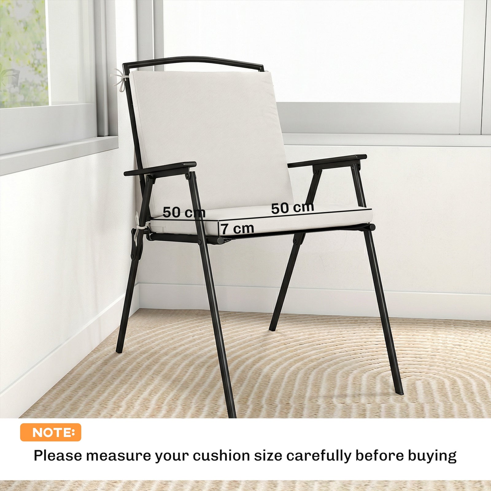 Outdoor Seat Cushions Set of 2 with Ties, Waterproof Garden Seat Pads,