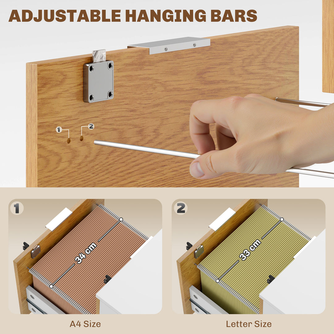 Two-Drawer Lockable Filing Cabinet - Wood Effect