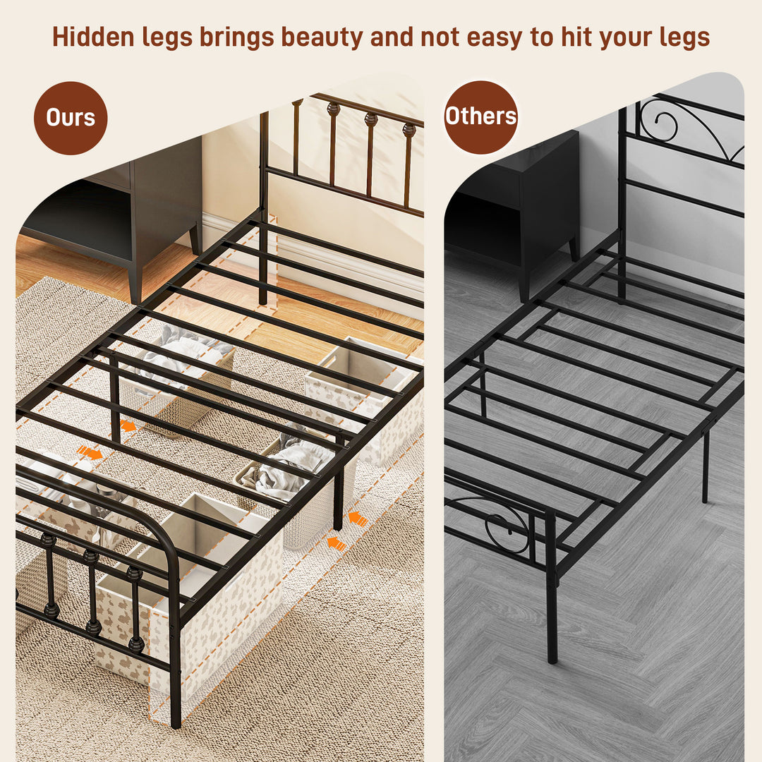 Single Minimalistic Metal Bed Frame - Black