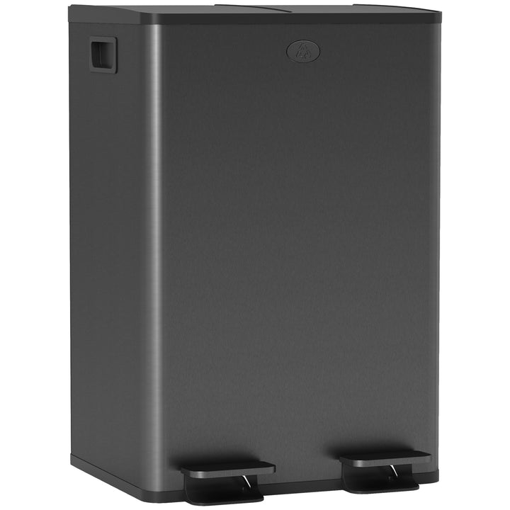 56L Dual Compartment Stainless Steel Bin, with Deodoriser Holders - Bl