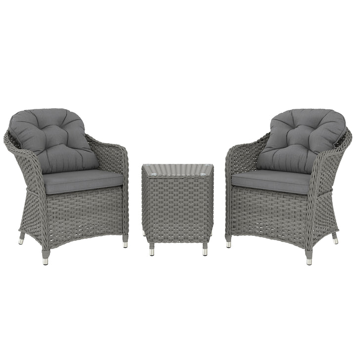 Three-Piece Super Padded Rattan Set - Light Grey