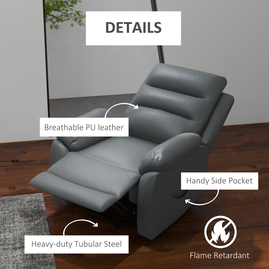 Electric Riser and Recliner for Elderly with 8 Vibration Massage, PU Leather Power Lift Recliner Chair for Living Room with Side Pockets, Footrest, Grey