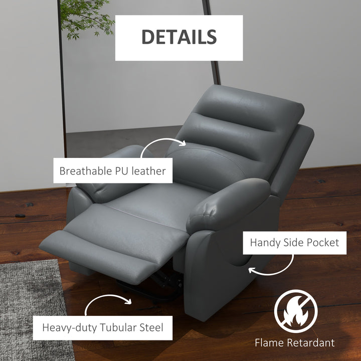 Electric Riser and Recliner for Elderly with 8 Vibration Massage, PU Leather Power Lift Recliner Chair for Living Room with Side Pockets, Footrest, Grey